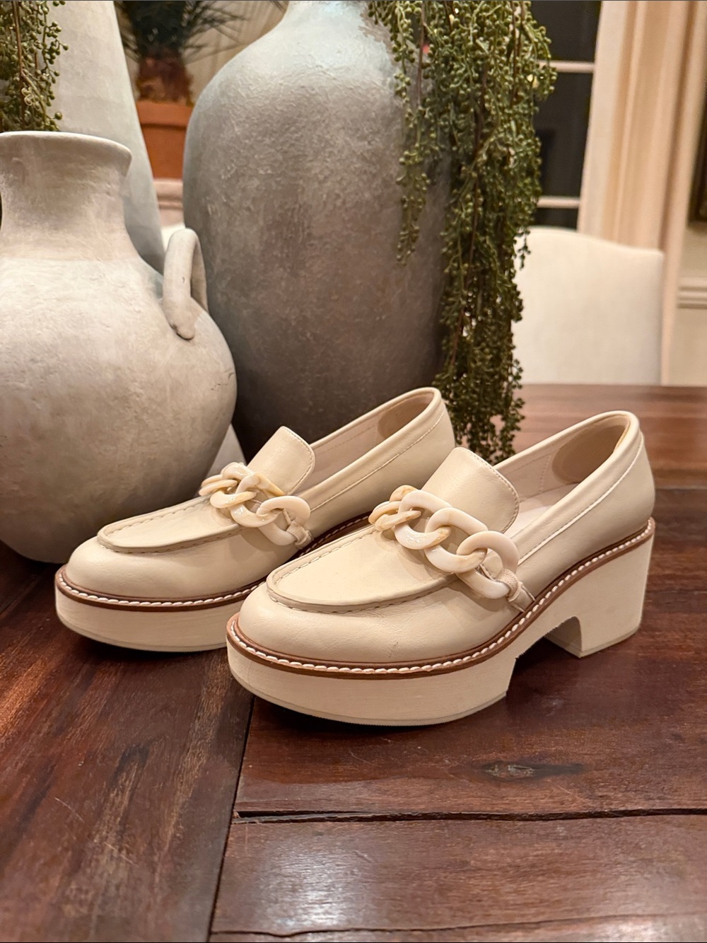 Coconuts by Matisse Cream Platform Chain Loafers